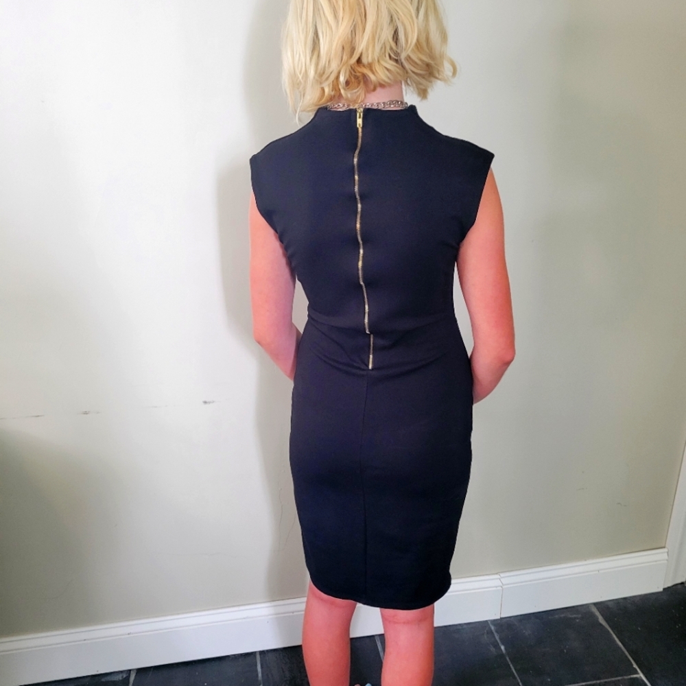 Size Small, Black Dress with Gold Zipper